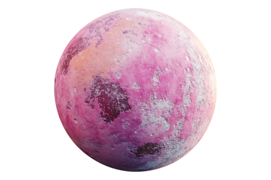 A pink planet Isolated on White and Transparent Background PNG Image.