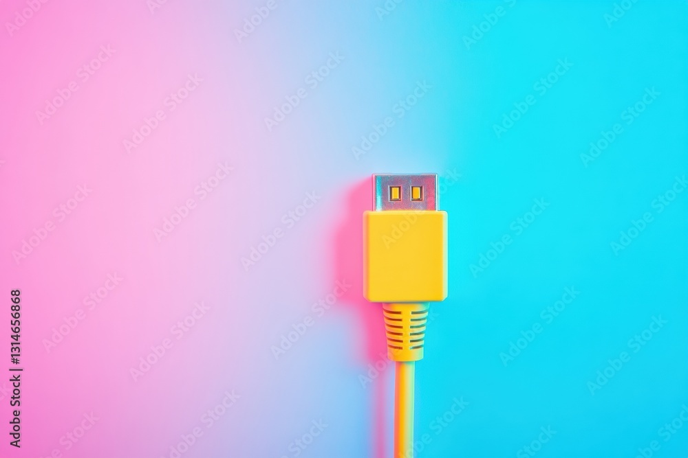 Aufkleber Network cable with internet icon against a soft gradient background showcasing digital connectivity and modern network services with space for text
