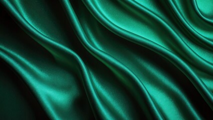 Obraz premium Black dark teal jade emerald sea aventurine green abstract backdrop. Silk satin material. Glitter shimmer. Color gradient. Line stripe wave shadow. Drapery curtain. Luxury elegant subtle. Blank des...