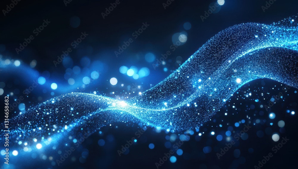 Poster abstract waves of shimmering blue particles create a mesmerizing visual experience that represents e