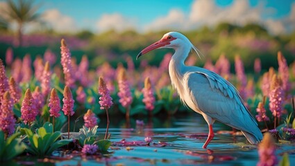 Naklejka premium The Northern Bald Ibis is a bird classified as Critically Endangered.