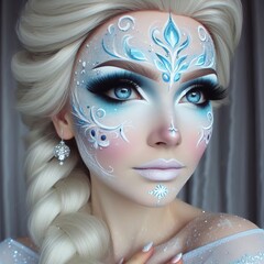 Frozen s Elsa Pale blue and white snowflakes and swirls painted