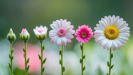Obraz premium Blooming phases of beautiful flower against a blurred background.