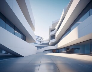 Obraz premium architectural rendering of a modern building in a simple and clean geometry