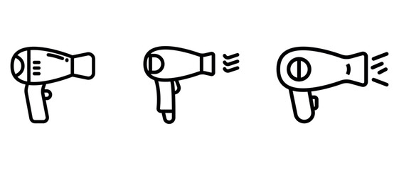 hairdryer outline or line icon design bundle.
