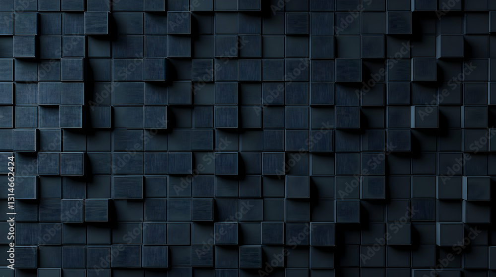 Poster dark blue 3d cubes abstract background texture with depth perspective modern design digital graphic 