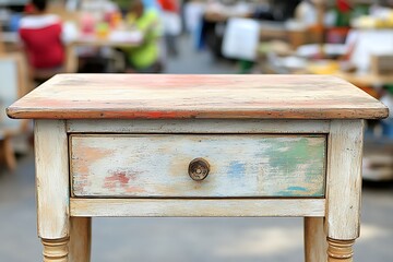Distressed Wooden Table at Flea Market