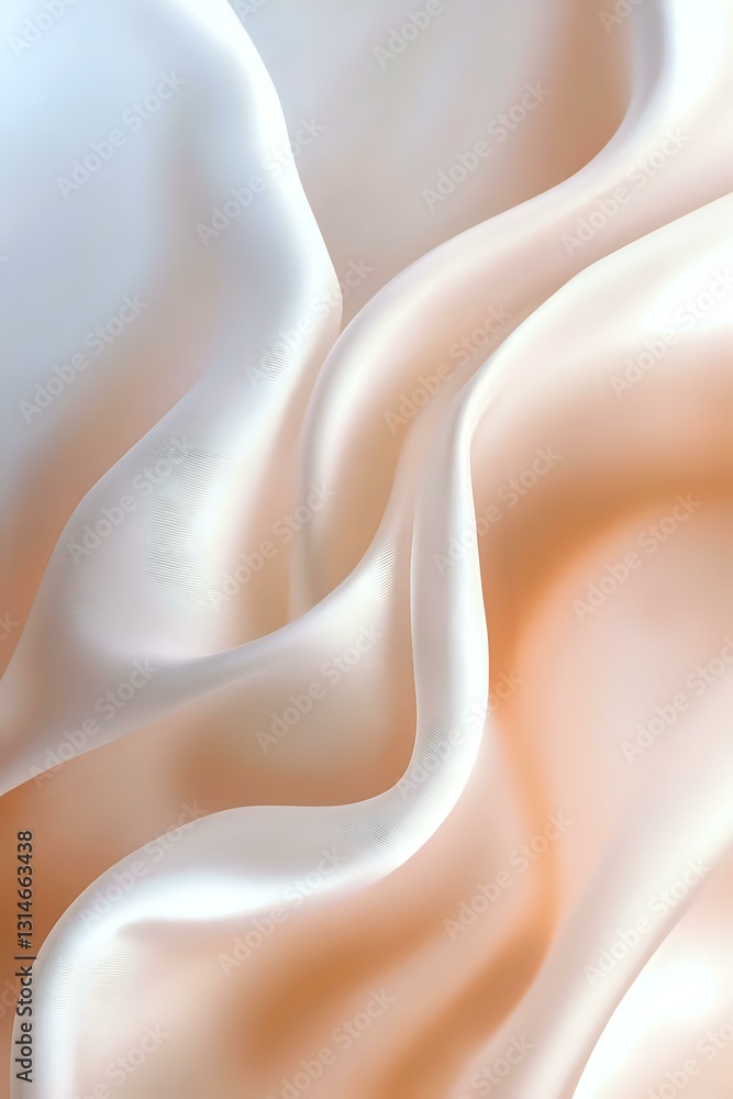 Poster soft flowing curves in peach and white create an elegant abstract background with smooth silky textu