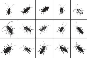 Cockroach Bug Vector Icon  Roach Silhouette Insect Black Illustration