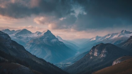 Obraz premium Stunning view of mountains in landscape.