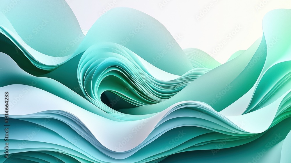 Sticker abstract background with flowing gradients in shades of blue and green for creative design projects
