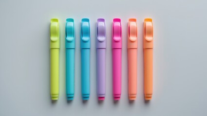 Fototapeta premium Highlighter marker pens on a white background.