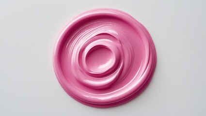 Obraz premium Viva Magenta paint circle. Isolated brush stroke on a white background. Beauty texture. Top view, flat lay.