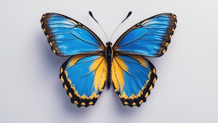 blue butterfly isolated on a white backdrop