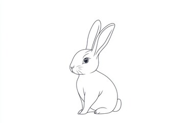 Obraz premium Artistic minimalist line drawing of a bunny, isolated on a white background.