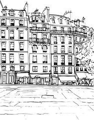 Fototapeta premium france, coloring page, architecture, church, sketch, building, drawing, vector, illustration, city, old, paris, art, house, cathedral, tower, europe, vintage, castle, design, travel, landmark, london,