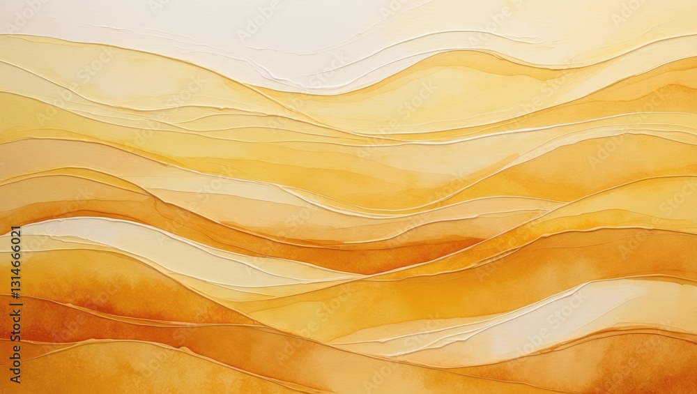 Poster abstract art background featuring light yellow and golden colors. watercolor painting on canvas with