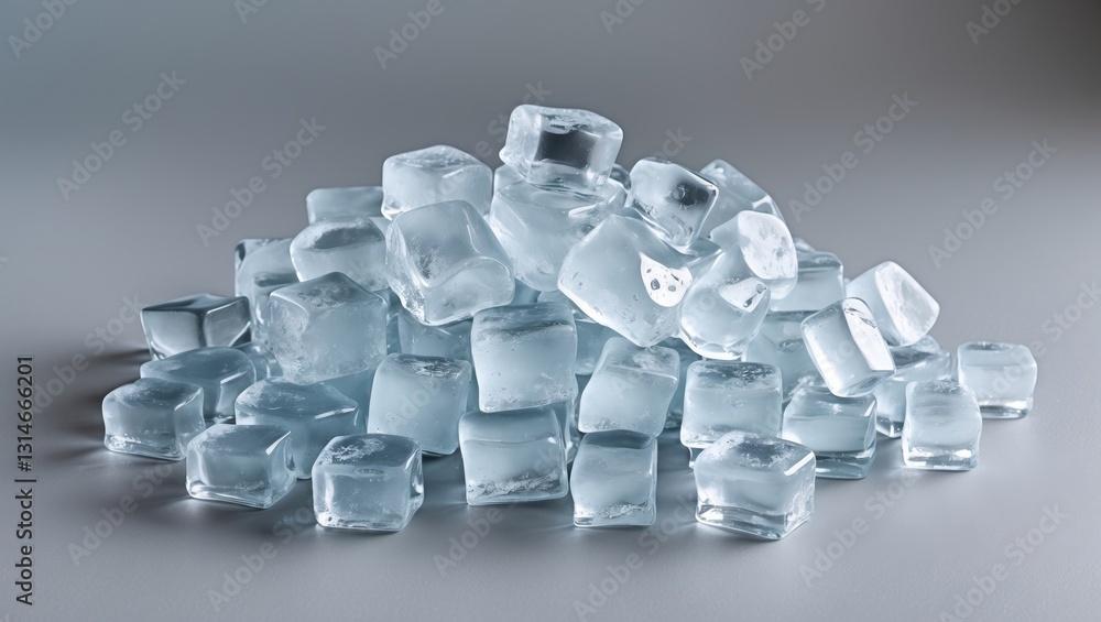 Aufkleber heap of crushed translucent ice cubes on a background. clipping path included.