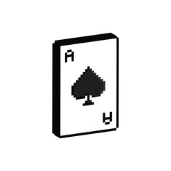 isometric Pixel card suits icon vector for 8 bit cards jack poker 