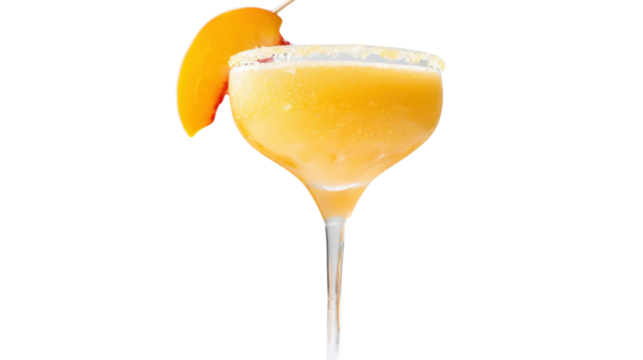 Refreshing peach bellini cocktail with transparent background