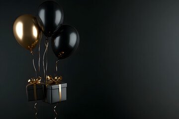 Black & Gold Balloons Lift Gifts High