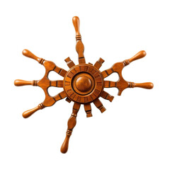 Obraz premium Wooden steering wheel isolated on transparent background