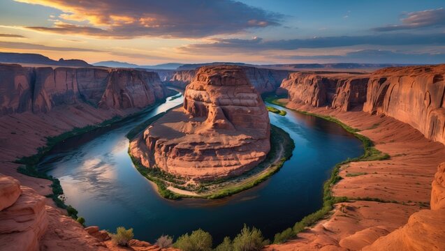 Horseshoe Bend of River in a scenic view.