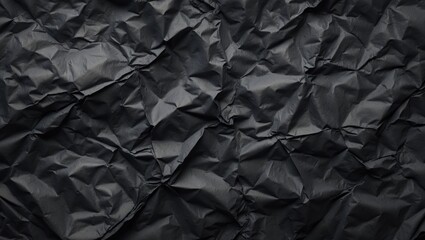 Crumpled black vintage paper texture background. Paper overlay.