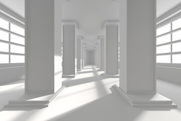 Obraz premium Modern minimalist architecture with geometric columns and natural lighting. 3d render