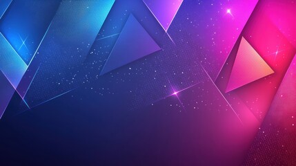 Abstract Background with Dark Tones and Bright Neon Highlights in Geometric Shapes and Patterns