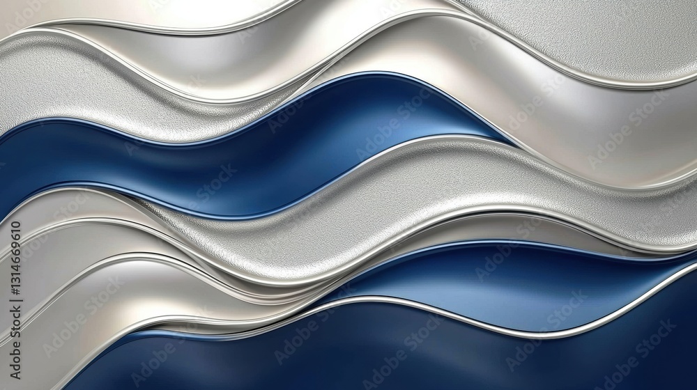 Aufkleber abstract dark blue and silver wavy background design with smooth texture and fluid patterns for crea