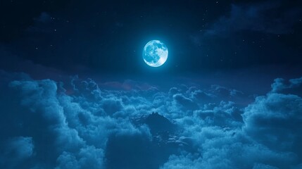 A breathtaking supermoon shining brightly in the night sky, surrounded by scattered clouds