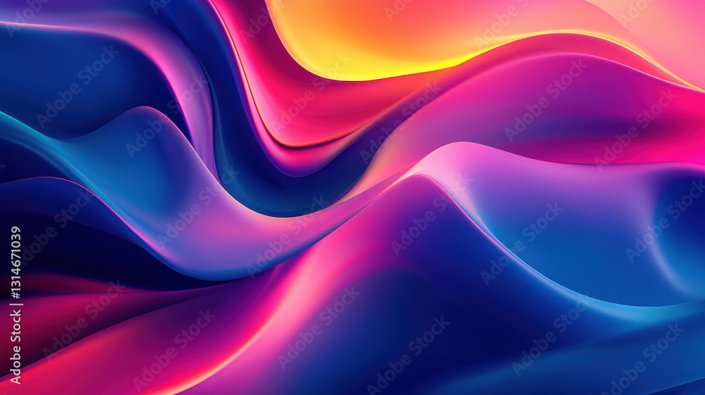 Aufkleber dynamic abstract background design with waves of neon pink and deep blue tones for eye-catching visu