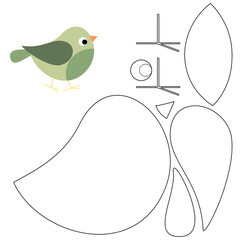 Bird green cut file, Cricut, Silhouette, Laser cut, isolated, paper, foam, fabric, cute, school, decoration, 