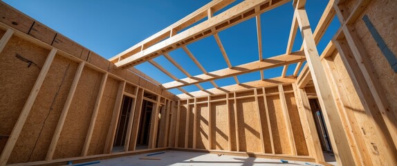 Framing beam of a newly constructed house.