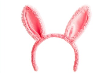 Editable pink bunny ears headband design, isolated on clear background.
