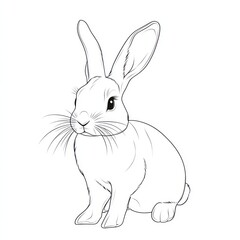 Obraz premium Simple white background Easter and spring-themed bunny outline in line art.