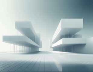 Obraz premium architectural rendering of a modern building in a simple and clean geometry