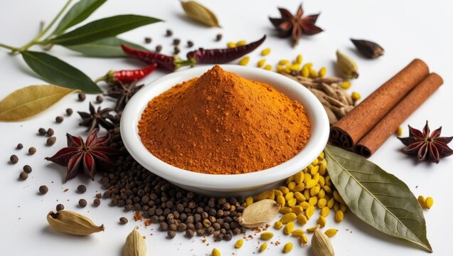 Traditional curry masala powder, garam masala powder with ingredients