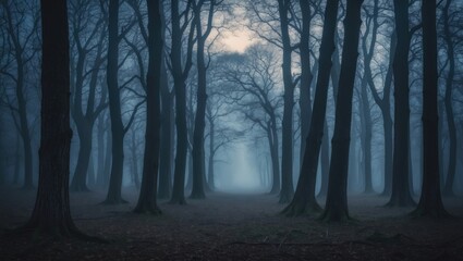 Obraz premium Trees in the morning surrounded by the forest.