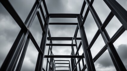 black steel structures positioned perpendicularly