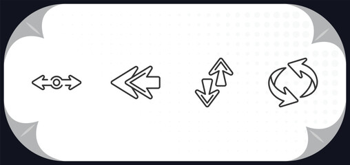 outline icons set - arrows concept. roundabout, rewind, up and down arrows, undo arrow.