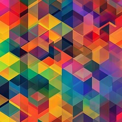 Vibrant Abstract Background with Colorful Geometric Hexagons and Cubes