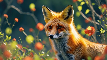 Fototapeta premium Foxes are medium to small-sized, omnivorous mammals that belong to various genera within the Canidae family. Twelve species are part of the monophyletic true foxes group in the genus Vulpes.