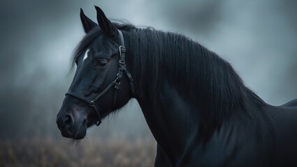 Obraz premium black horse, set against a plain background