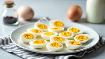 Healthy Cooked Hard Boiled Eggs Prepared for Consumption