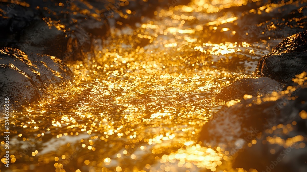 Poster shimmering golden texture with sparkling particles and rough surface creates luxurious abstract back
