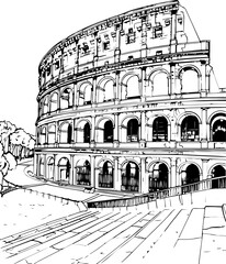 architecture, sketch, building, city, drawing, paris, vector, illustration, church, europe, street, old, art, travel, vintage, rome, cathedral, town, italy, house, ancient, landmark, tower, coloring p