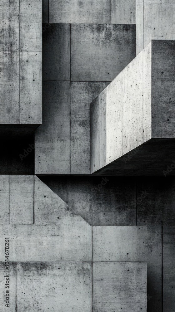 Poster abstract concrete architecture: a study in geometric form and texture