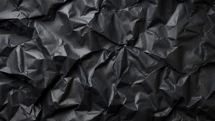 Black Vintage Crumpled Paper Texture Backdrop. Paper Overlay.